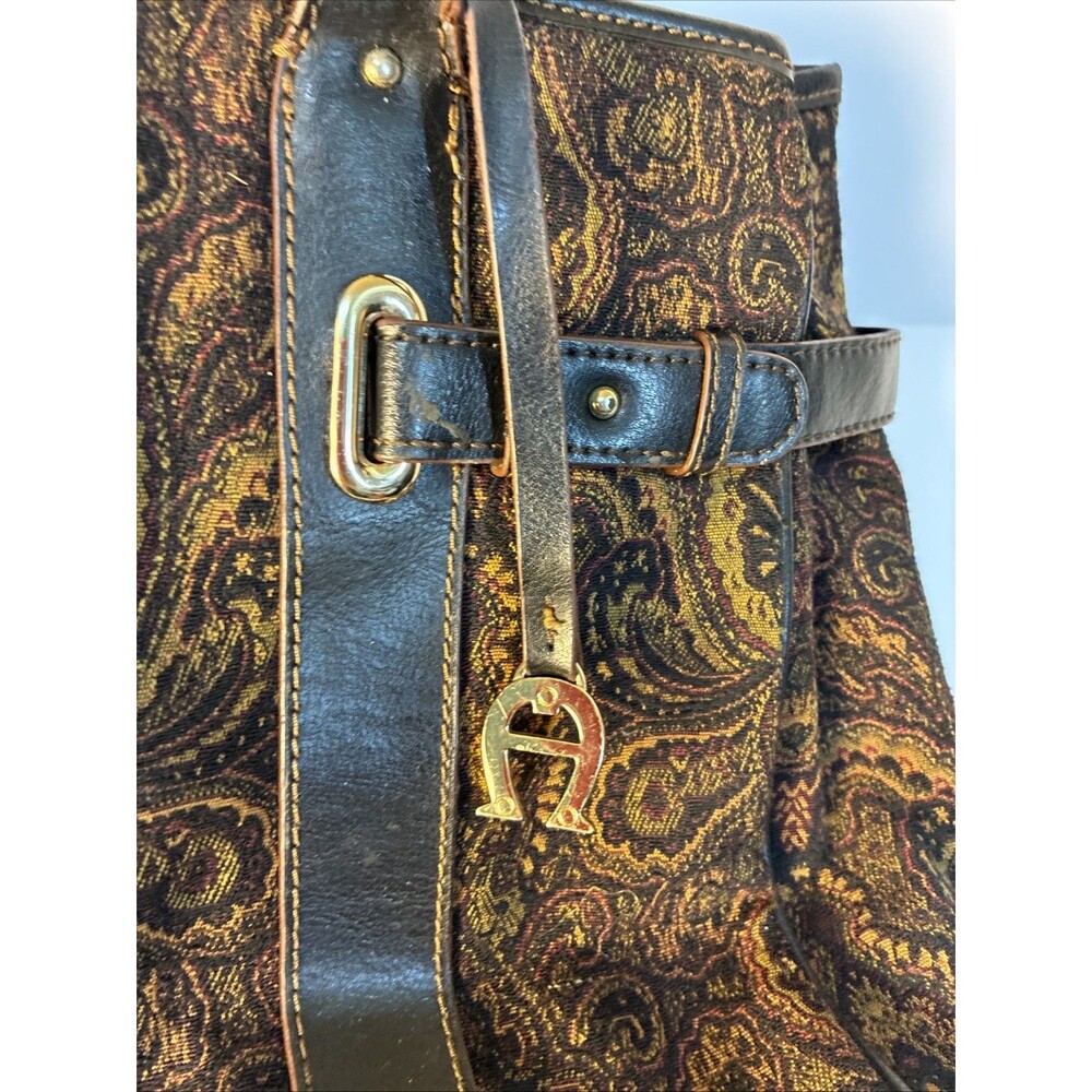 Vintage Etienne Aigner Paisley Tapestry Satchel Bag Dark Academia Boho Chic NEW - Picture 3 of 9